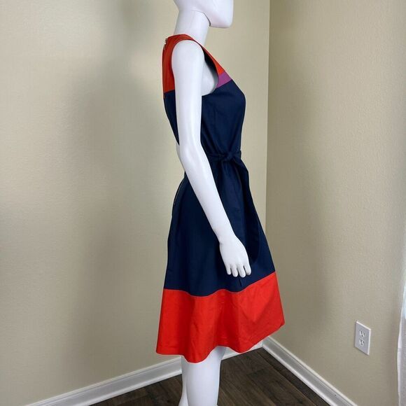 Boss Hugo Boss Hadesa Colorblocked Cotton Poplin Fit & Flare Mini Dress Modern - Picture 14 of 16